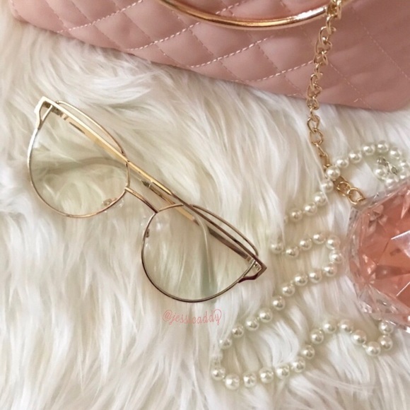 Clear Gold Retro Glasses - Picture 2 of 7